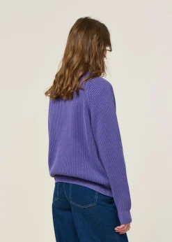 Pull col camionneur en coton bio | violet "ronyiaas gmt dye - indigo lilac"