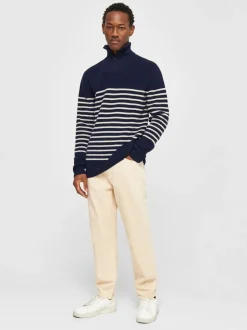Pull col camionneur en laine bio | marine 