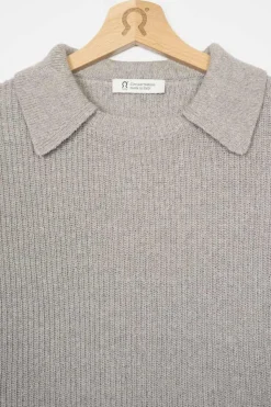 Pull col chemise en coton recyclé | gris 