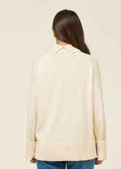 Pull col haut en coton bio | écru "crew neck - egret"