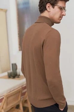 Pull col roulé en coton bio | camel "avid rollneck jumper - eco camel"