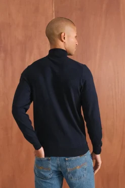 Pull col roulé en coton bio | marine