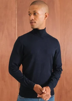 Pull col roulé en coton bio | marine