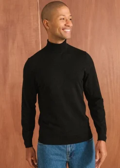 Pull col roulé en coton bio | noir