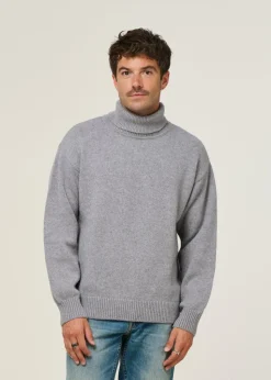 Pull col roulé en laine mérinos recyclée | gris 