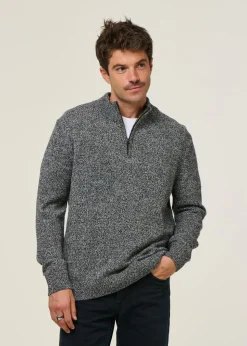 Pull col zippé en laine recyclée | gris "antxiko - black"