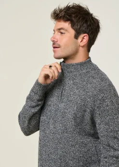 Pull col zippé en laine recyclée | gris "antxiko - black"