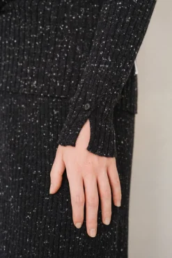 Pull côtelé en coton bio et laine | noir 