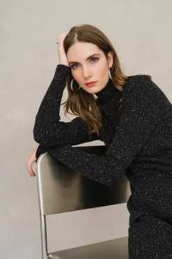 Pull côtelé en coton bio et laine | noir 