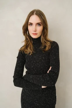 Pull côtelé en coton bio et laine | noir 
