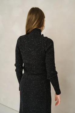 Pull côtelé en coton bio et laine | noir 