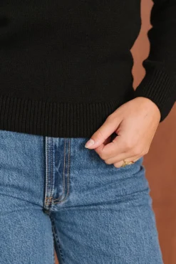Pull droit en laine mérinos recyclée | noir