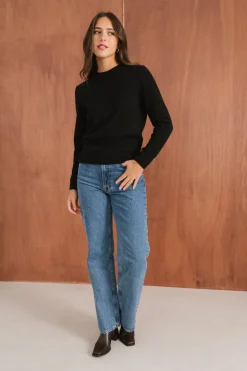 Pull droit en laine mérinos recyclée | noir