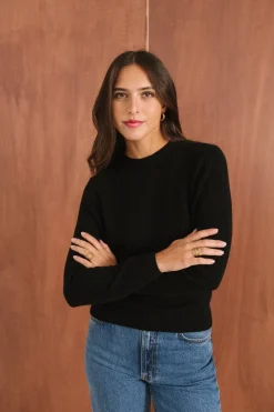 Pull droit en laine mérinos recyclée | noir