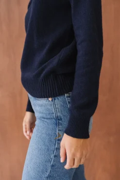 Pull en cachemire recyclé | marine "ada - blu mora"
