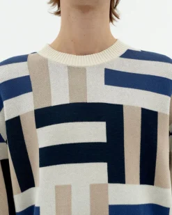 Pull en coton biologique | multicolore "field navy khem knit sweater - multicolor"