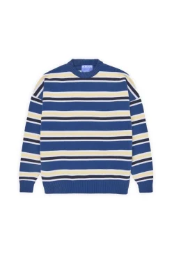 Pull en coton bio | rayé "jersey bright blue"