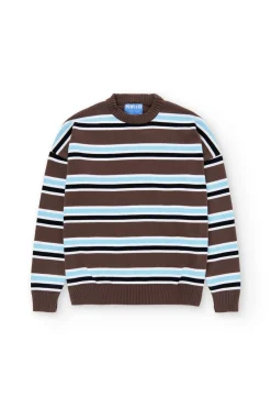 Pull en coton bio | rayé marron bleu "jersey bright brown - bright-brown"