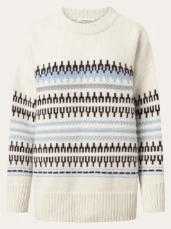 Pull en laine certifiée | blanc à motifs "wool pattern boxy white stripe"