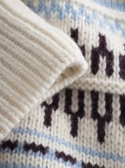 Pull en laine certifiée | blanc à motifs 
