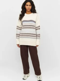 Pull en laine certifiée | blanc à motifs 