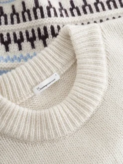 Pull en laine certifiée | blanc à motifs 