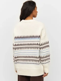 Pull en laine certifiée | blanc à motifs 