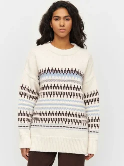 Pull en laine certifiée | blanc à motifs 