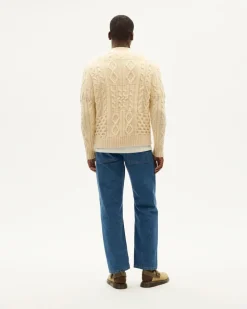 Pull en laine mérinos certifiée | beige "ecru rasta knitted sweater - ecru"