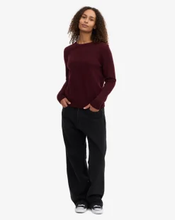 Pull en laine mérinos recyclée | bordeaux "oxblood red"
