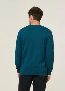 Pull en laine mérinos recyclée | bleu-vert "ocean green"