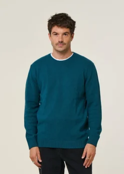 Pull en laine mérinos recyclée | bleu-vert 