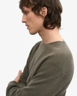 Pull en laine mérinos recyclée | kaki 