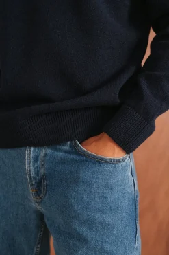 Pull en laine mérinos recyclée | marine