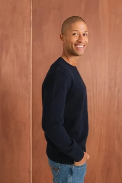 Pull en laine mérinos recyclée | marine