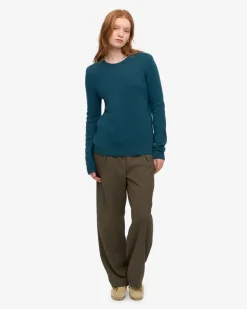Pull en laine mérinos recyclée | turquoise "ocean green"
