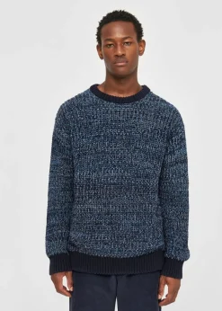 Pull en maille de coton bio | mélange de bleu "multicolored crew neck blue aop"