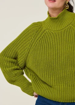 Pull maille en coton bio | vert "ola - mossy pear"