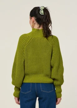 Pull maille en coton bio | vert "ola - mossy pear"