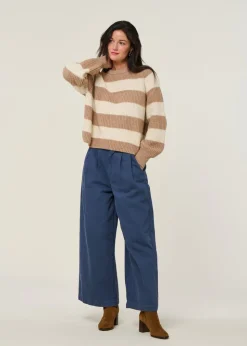 Pull à rayures en laine et coton bio | beige 
