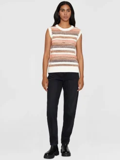 Pull sans manches en coton bio | rayé multicolore "crew neck vest multi color stripe"