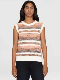 Pull sans manches en coton bio | rayé multicolore 