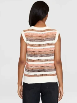 Pull sans manches en coton bio | rayé multicolore 