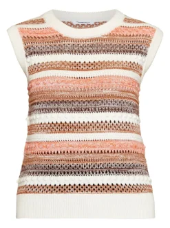 Pull sans manches en coton bio | rayé multicolore 
