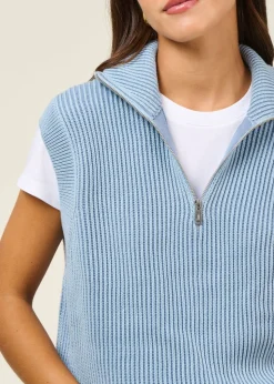 Pull sans manches en coton bio | bleu 