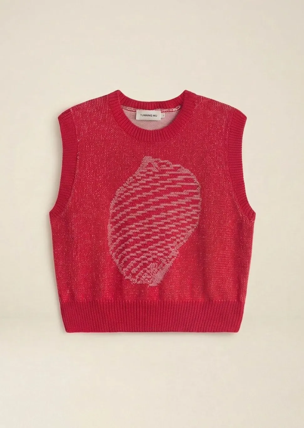 Pull sans manches en coton et matière recyclées | shell red aria knitted vest - red