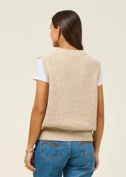 Pull sans manches en laine recyclée | écru "nimyo - fog"