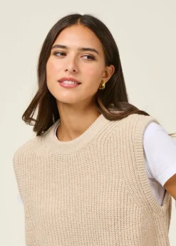 Pull sans manches en laine recyclée | écru 