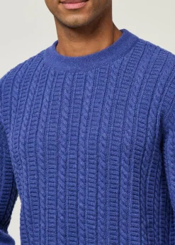 Pull torsadé en laine recyclée | bleu "joannis - abyss"