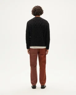 Pull uni texturé en laine mérinos certifiée | bleu gris "blue grey rasta knitted sweater - blue"